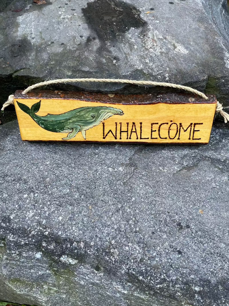 Rustic “Whalecome” Wood Sign
