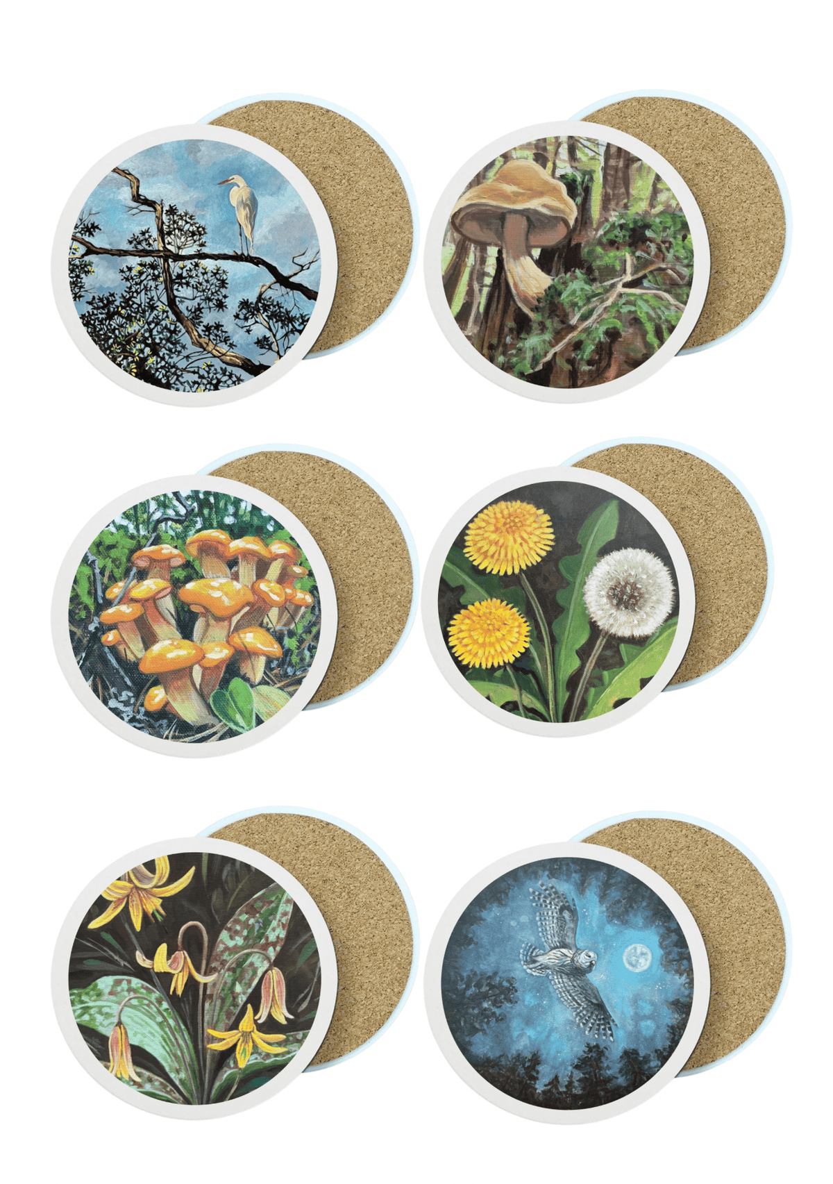 Round Ceramic Stone Coaster with Art Prints